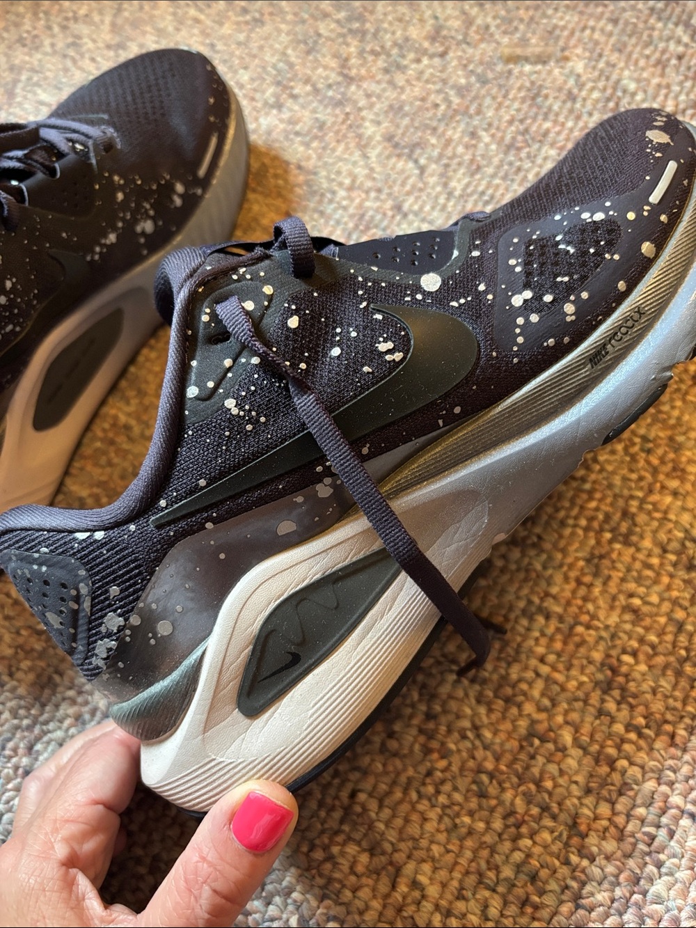 Nike women’s purple Sneakers with silver Paint-Splatter Accents